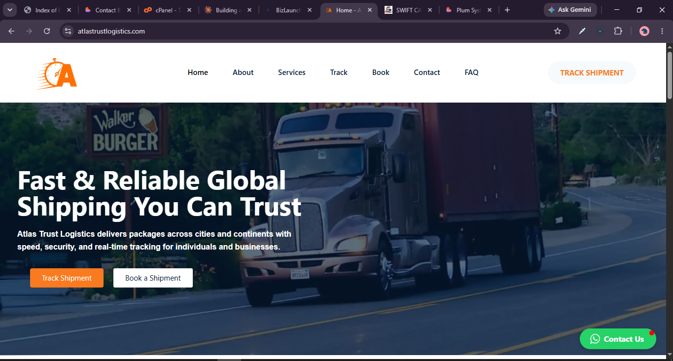 Atlas Trust Logistics website